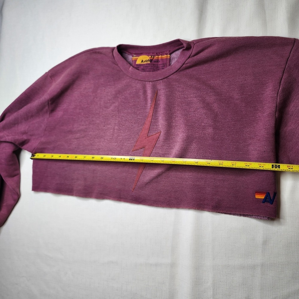 Aviator Nation Set Essential Cropped Sweatshirt W Pants in Faded Purple Size XS - Picture 9 of 16